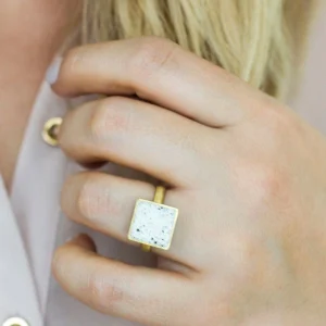 Brushed Brass & Jesmonite Square Ring