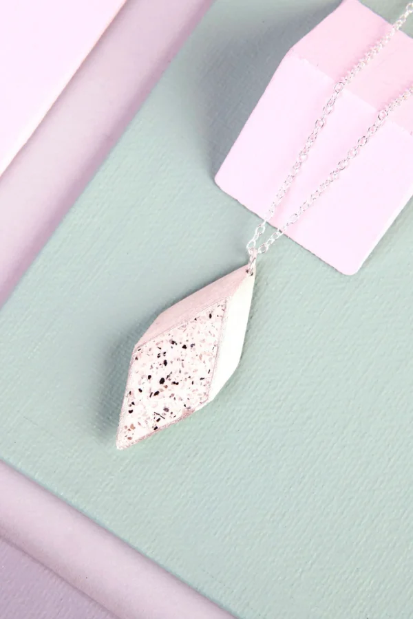 Sterling Silver & Jesmonite 3D Rhombus Necklace - Image 3
