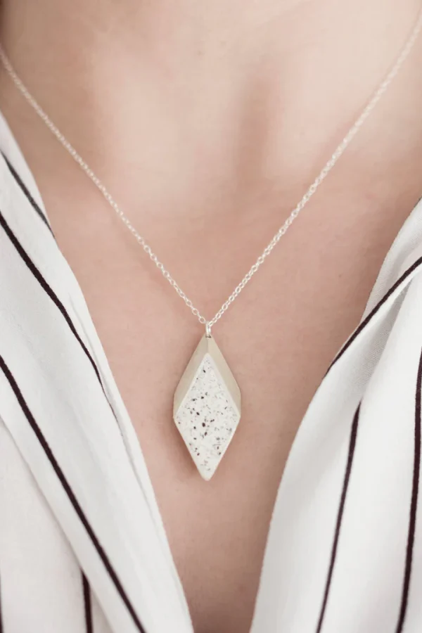 Sterling Silver & Jesmonite 3D Rhombus Necklace