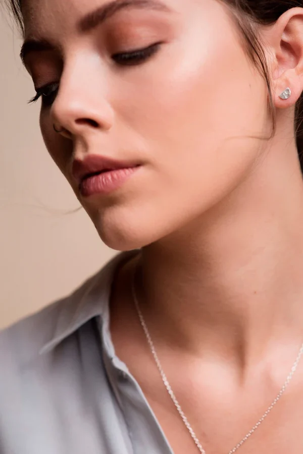 Hammered Crescent Stud Earrings - Image 3