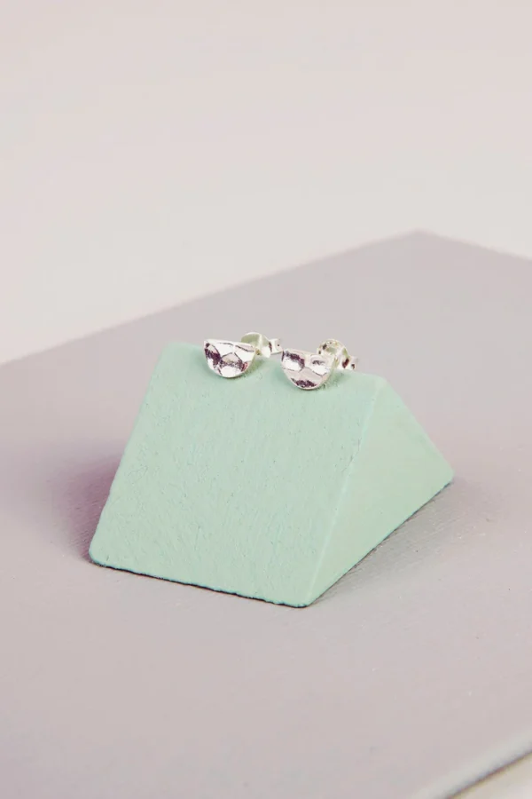 Hammered Crescent Stud Earrings